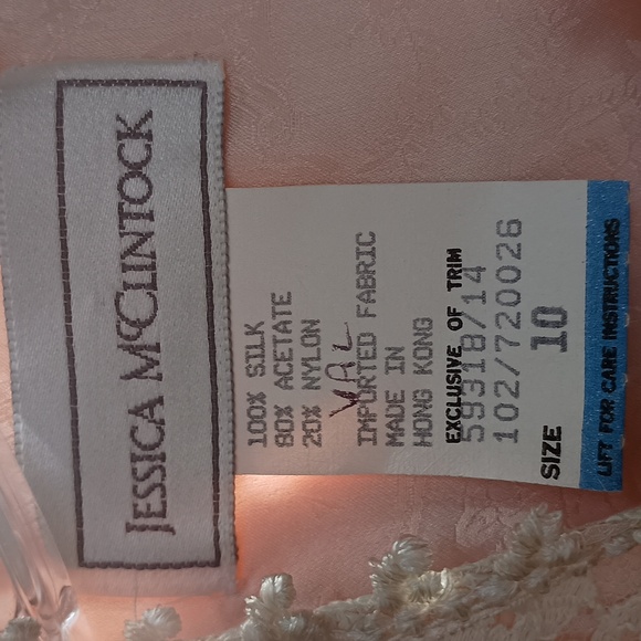 Vintage Jessica McClintock White Lace Top & Pink Silk Drop Waist Dress, Size 10 - Picture 6 of 8